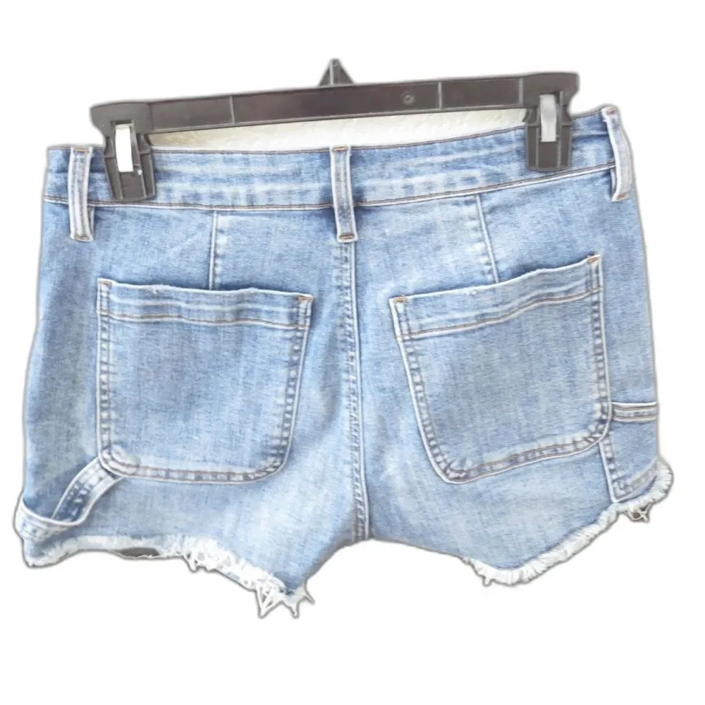 STS Blue High Rise Med Wash Denim Shorts Raw Edge Festival 27" EUC - Picture 6 of 11